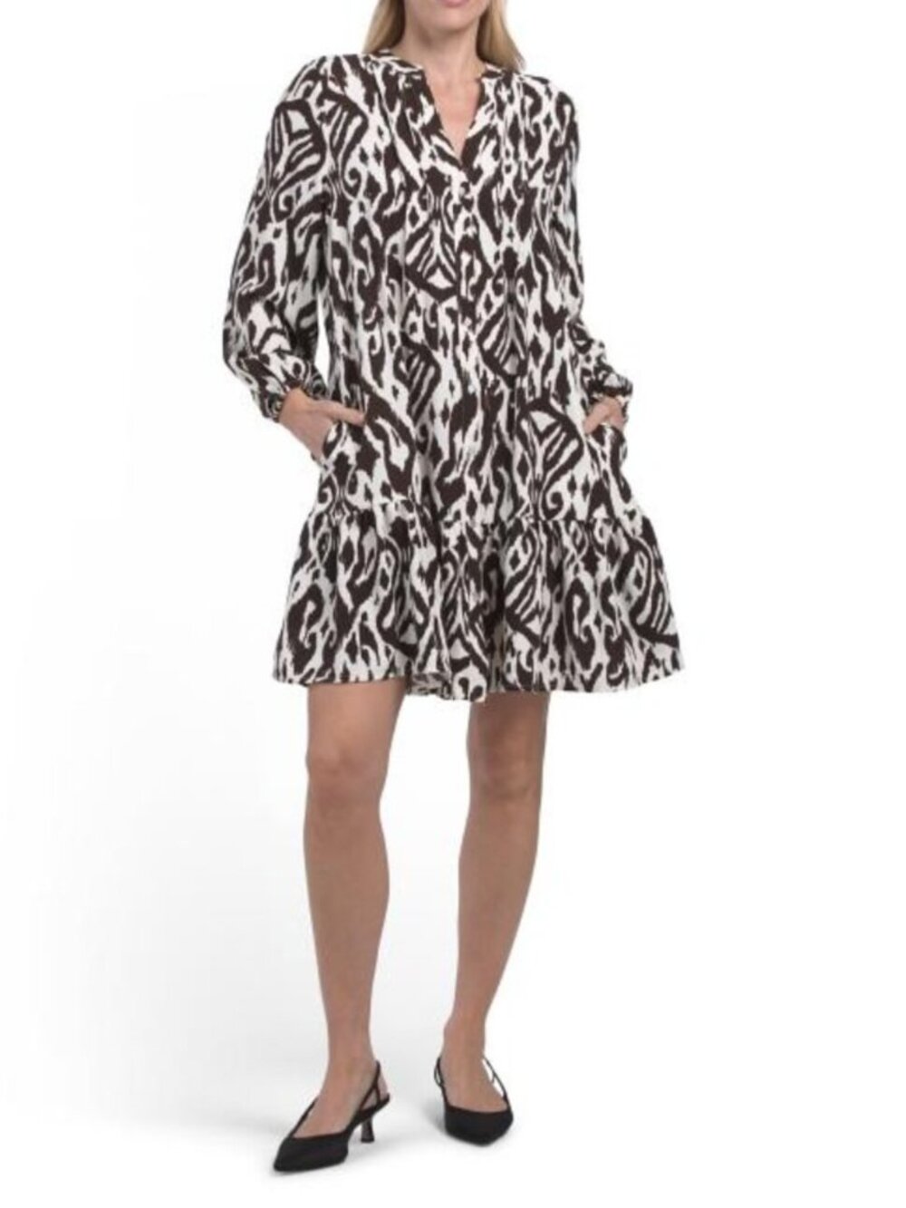 RUBY & REMI Bubble Sleeve Pleated Front Mini Dress